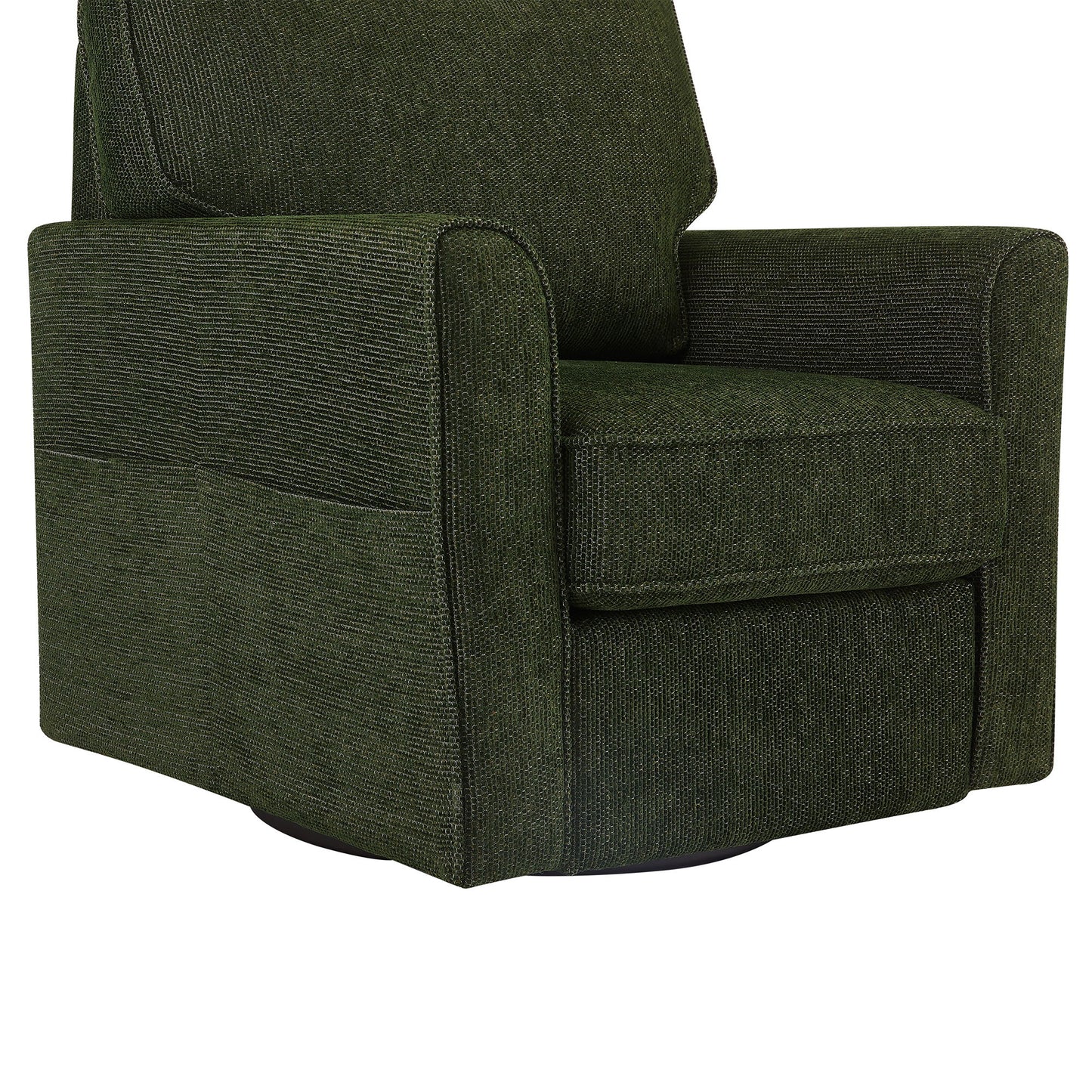 360ÔøΩÔøΩ Swivel Chair Accent Barrel Armchair With Side Pockets, Chenille Upholstery, Compact Size - Green