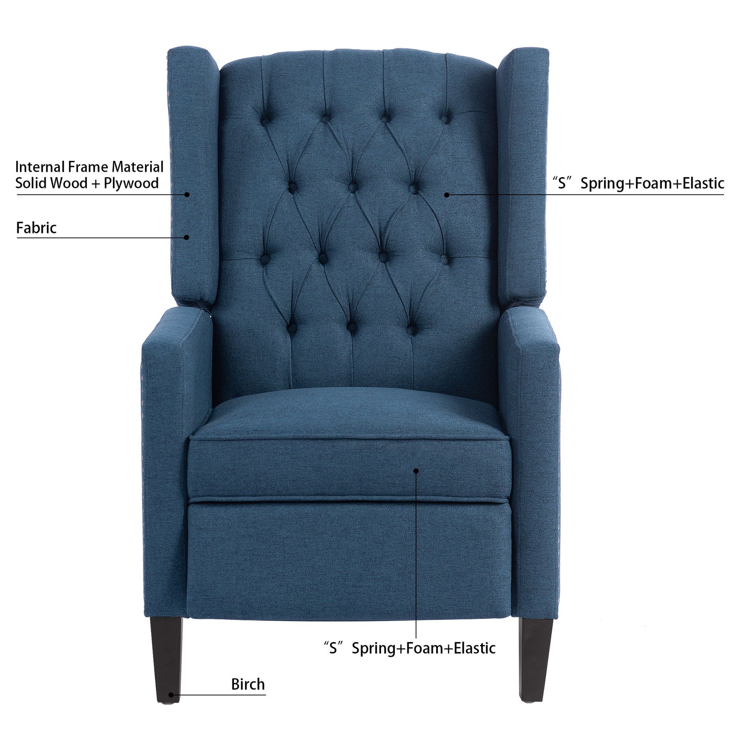 Manual Wing Chair Recliner - Blue