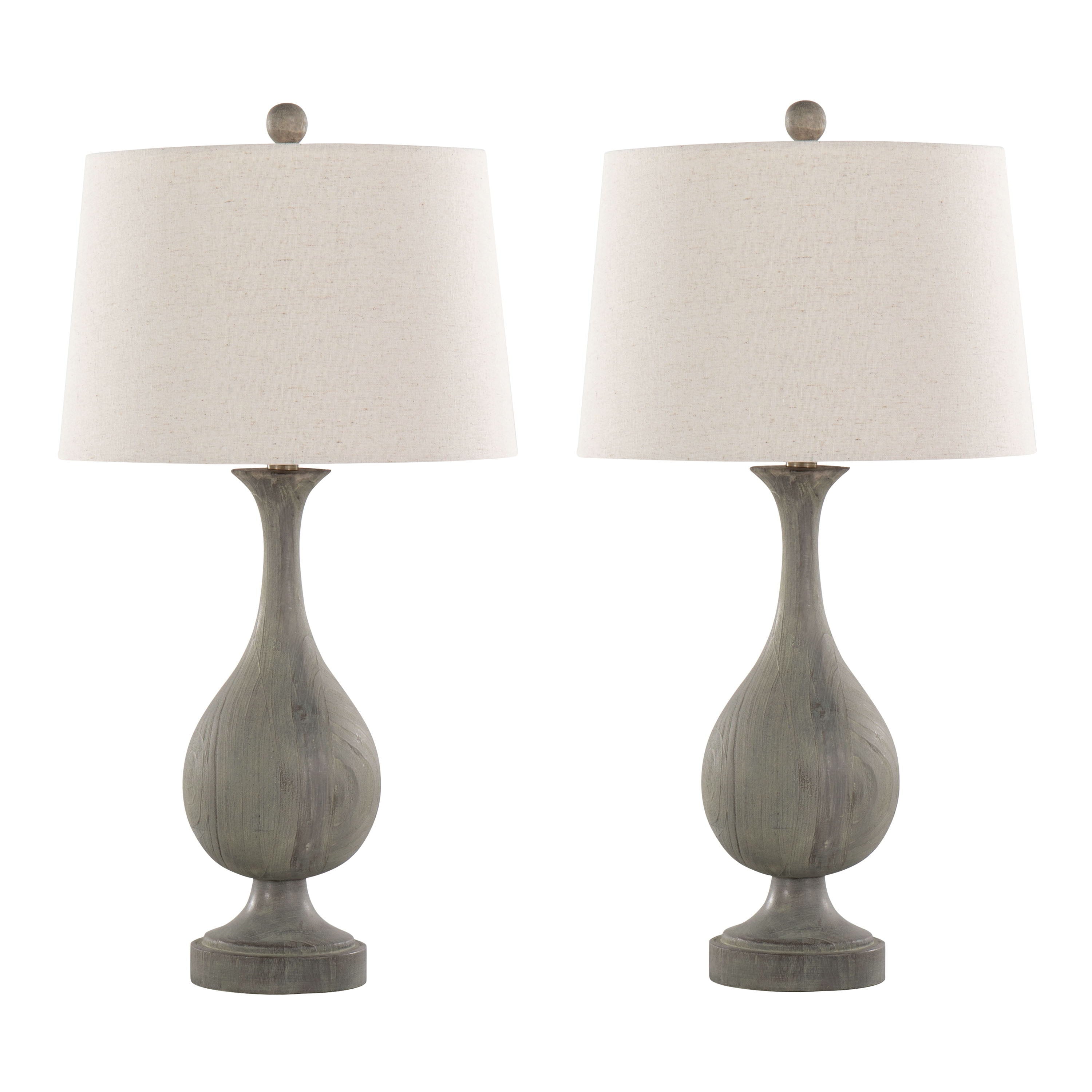 Cipolla - Poly Farmhouse Table Lamp (Set of 2) - Acid Dusty Poly / Antique Soft Brass / Natural
