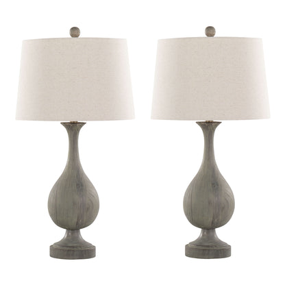 Cipolla - Poly Farmhouse Table Lamp (Set of 2) - Acid Dusty Poly / Antique Soft Brass / Natural