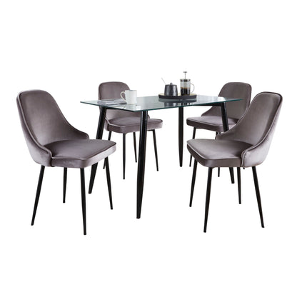 Clara Marcel - 5 Piece Contemporary Dining Set - Black / Clear / Silver