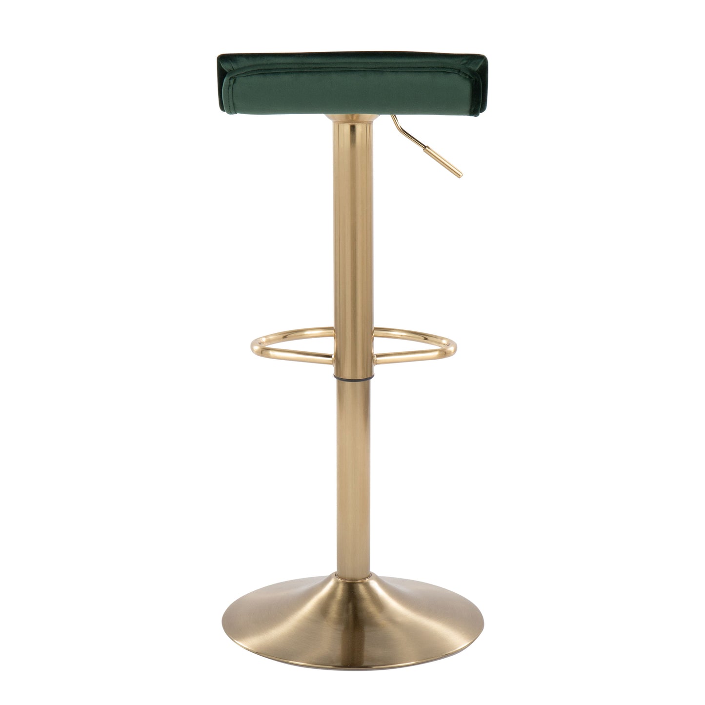 Ale - Contemporary / Glam Adjustable Height Barstool With Swivel With Oval Footrest (Set of 2) - Gold / Green