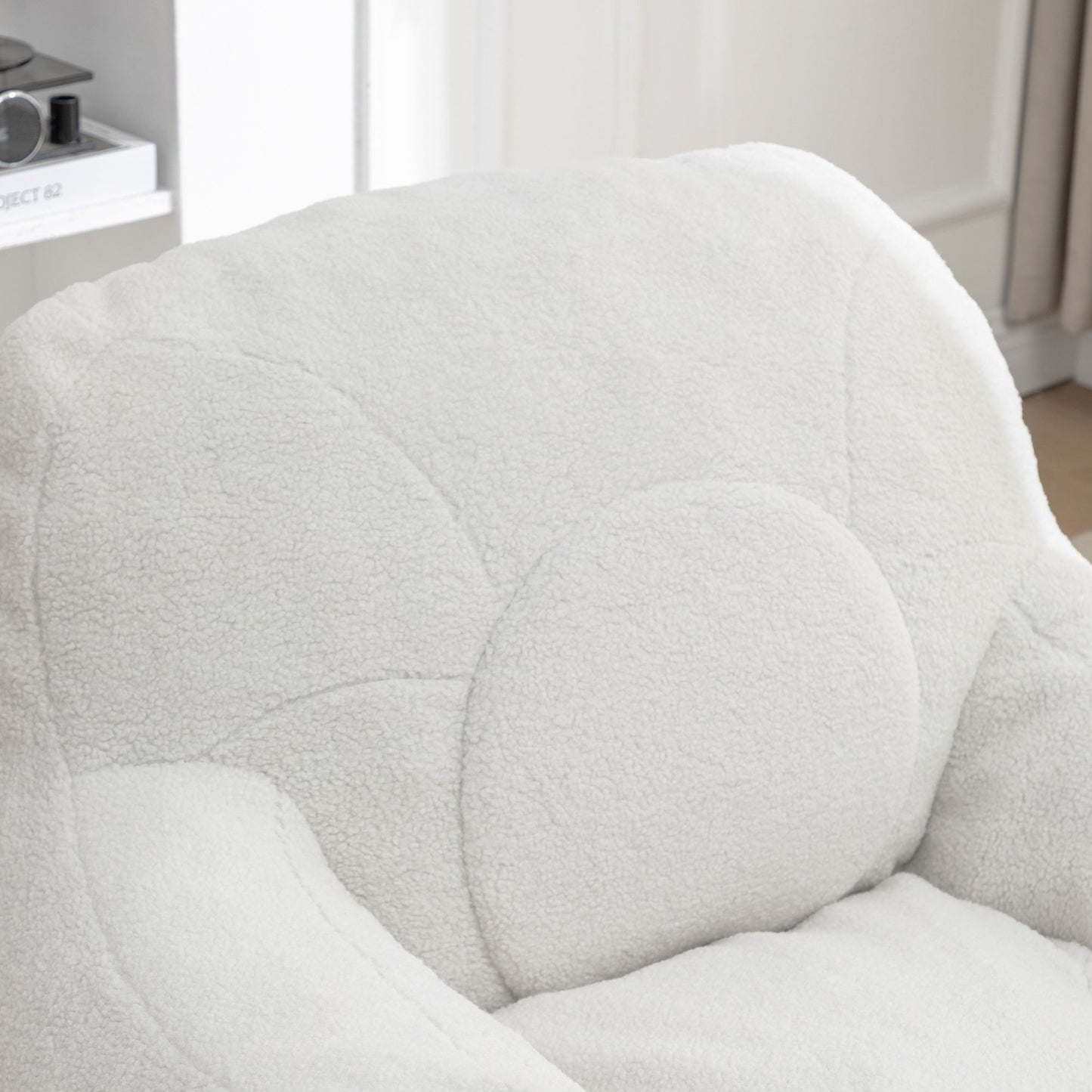 Comfy Bean Bag Chair With Filler, Tufted Memory Foam Sofa Teddy Fabric, Fluffy And Cozy Seating For Dorm, Apartment, Or Living Room - White