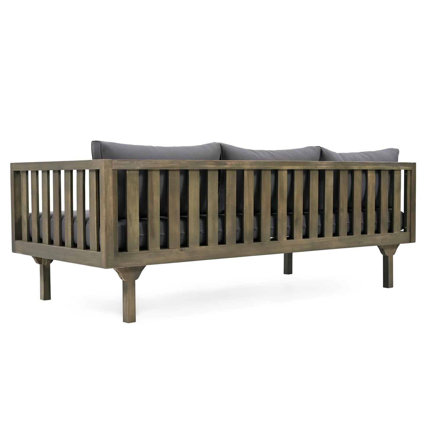 Claremont - 3 Seater Daybed With Slat Paneling And Water Resistant Cushions - Gray