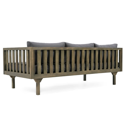 Claremont - 3 Seater Daybed With Slat Paneling And Water Resistant Cushions - Gray