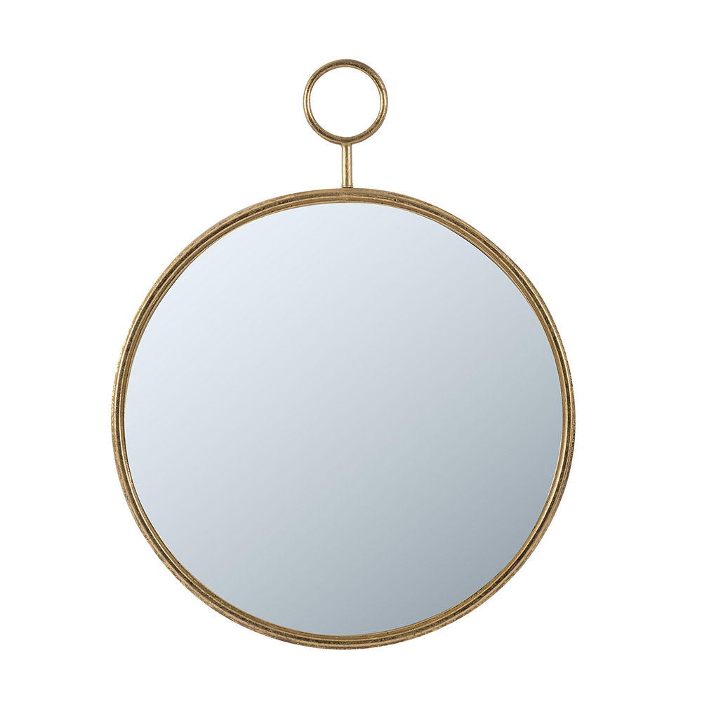 Circle Wall Mirror With Iron Frame, Accent Mirror For Living Room, Entryway, Office - Gold