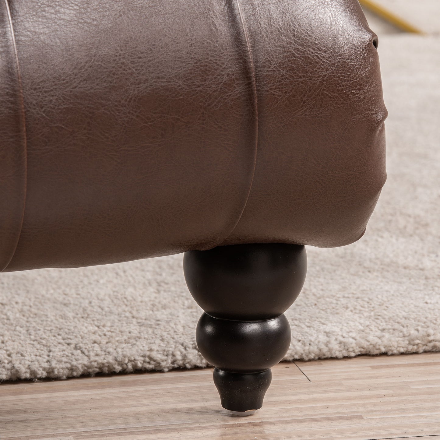 Tufted Armless Chaise Lounge - Dark Brown