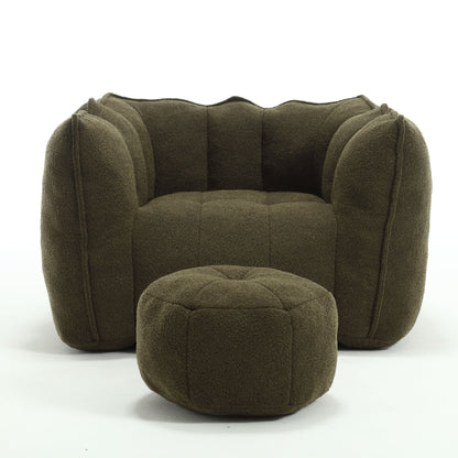 Soft Bean Bag Chair With High Resilient Foam (Chips) - Olive Green