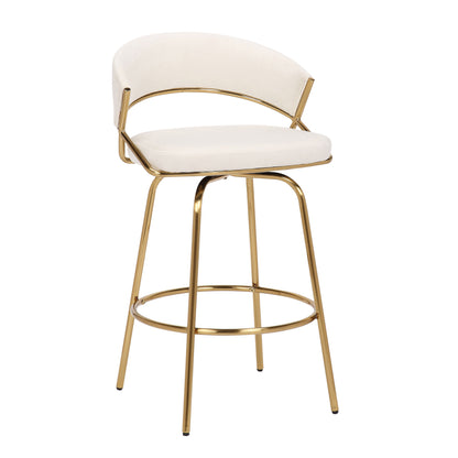 Jie - Glam Fixed Height Counter Stool (Set of 2) - Gold / Cream