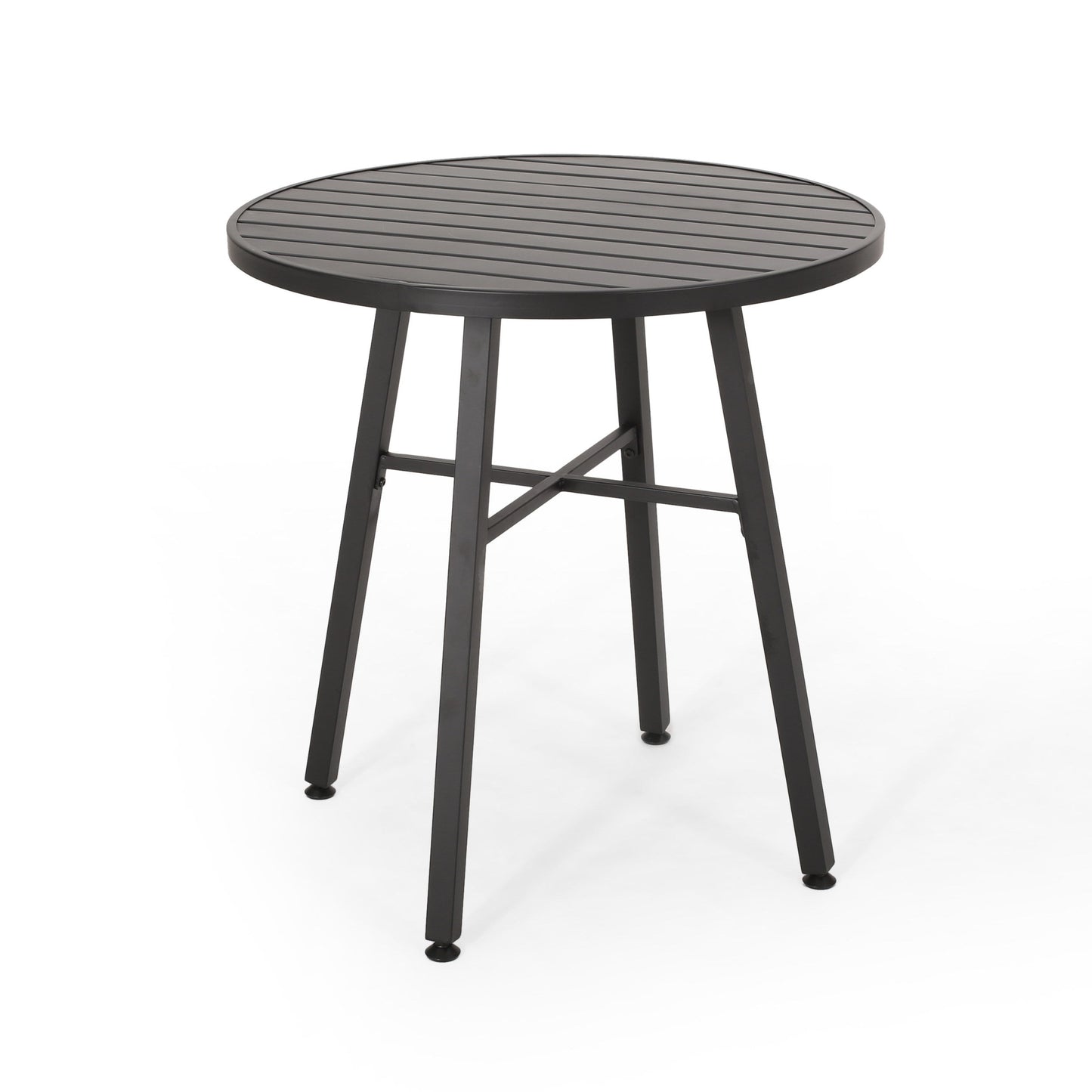 3 Piece Metal Bistro Set With 2 Curved Armrest Chairs - Black