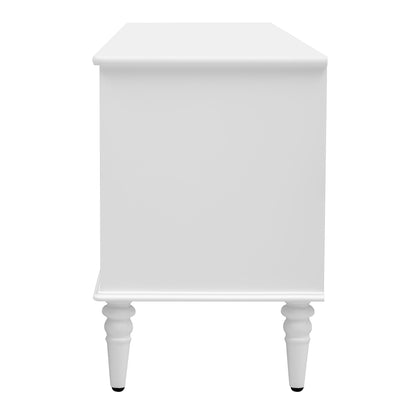 Retro TV Stand For TVs Up To 75", Entertainment Center Media Console With Fluted Glass Doors And 5 Solid Wood Legs For Living Room - White