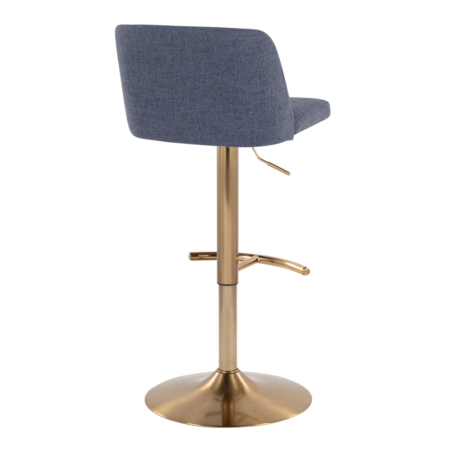 Toriano - Contemporary Adjustable Barstool With Swivel With Rounded T Footrest (Set of 2) - Blue / Gold