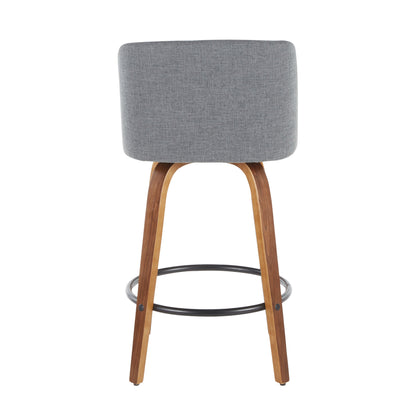 Toriano - Mid-Century Modern Counter Stool (Set of 2) - Walnut / Gray