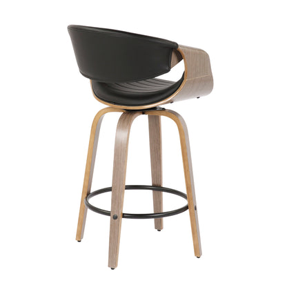 Symphony - Mid-Century Modern Counter Stool (Set of 2) - Light Gray / Black