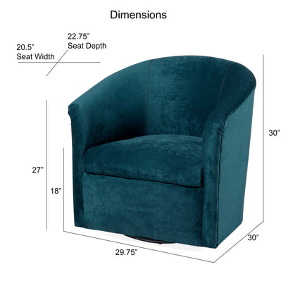 Eden - Swivel Chair With Plush Microfiber Upholstery - Blue