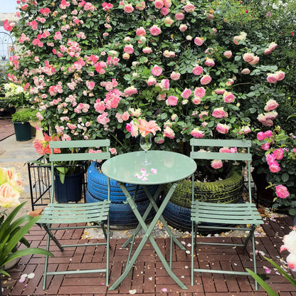 3 Piece Patio Bistro Set Of Foldable Round Table And Chairs - Dark Green