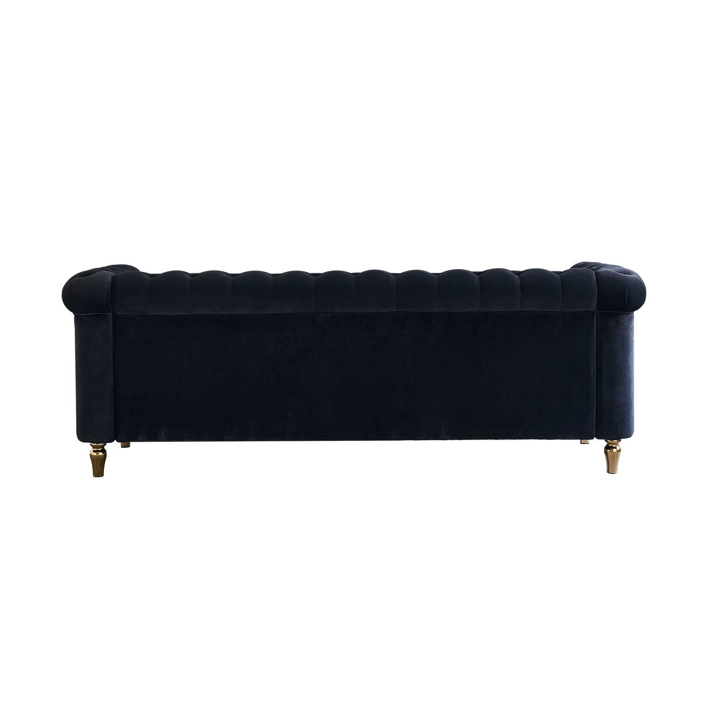 Chesterfield - Velvet Sofa 84.65" For Living Room - Black