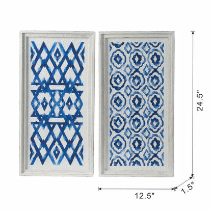 Hanging Sculptures, Modern Wall Art Decor (Set of 2) - White / Blue
