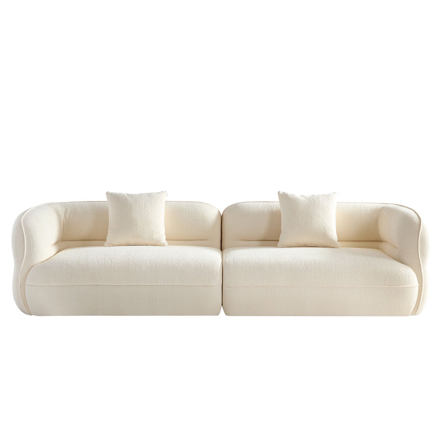 Sectional Sofa, Durable Fabric, Solid Wood Frame, High Density Sponge Filler - White