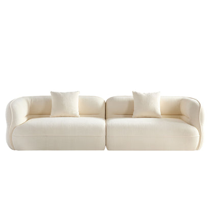 Sectional Sofa, Durable Fabric, Solid Wood Frame, High Density Sponge Filler - White