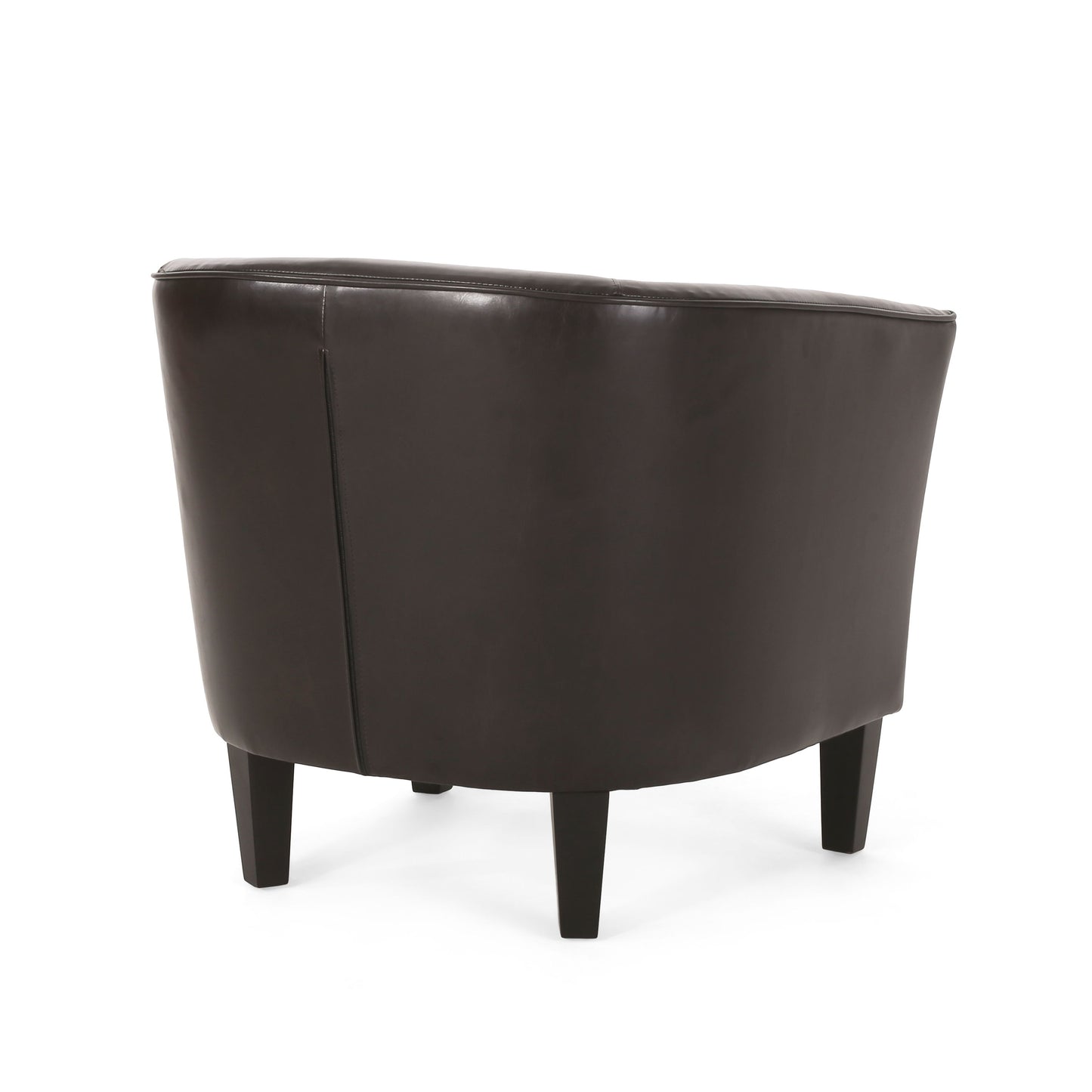 Faux Leather Club Chair With Curved Backrest - Brown