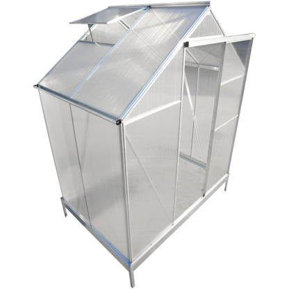 Polycarbonate Greenhouse, Heavy Duty Outdoor Aluminum Walk-In Green House Kit With Rain Gutter, Vent And Door For Backyard Garden - Aluminium
