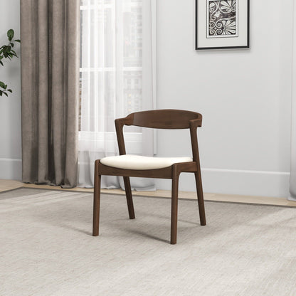 Dakota - Velvet Dining Chair (Set of 2) - Cream White / Dark Brown