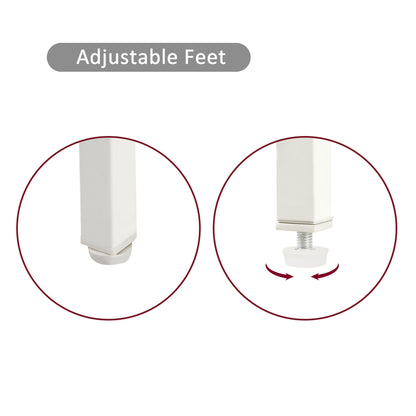 Rattan End Table With Drawer, Modern Nightstand, Metal Legs, Side Table For Living Room, Bedroom (Set of 2)- White
