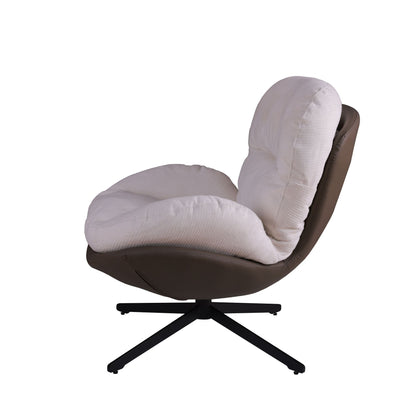 360ÔøΩÔøΩ Swivel Office Chair, Modern Chenille Chair With And Metal Base Frame, No Wheels, Accent Chair - White