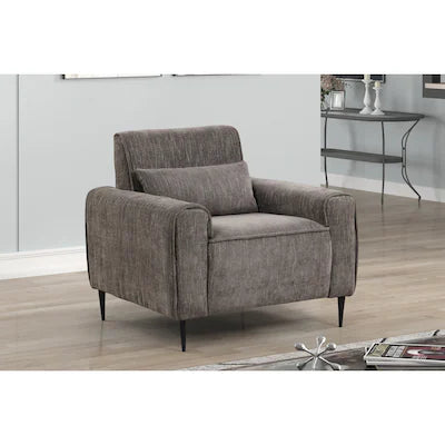 Valentina - Chenille Chair With Metal Legs And Throw Pillow - Gray