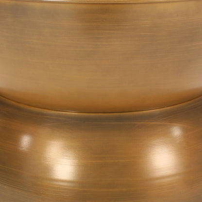 Metal Hammered Coffee Table With Stunning Hourglass Design - Gold