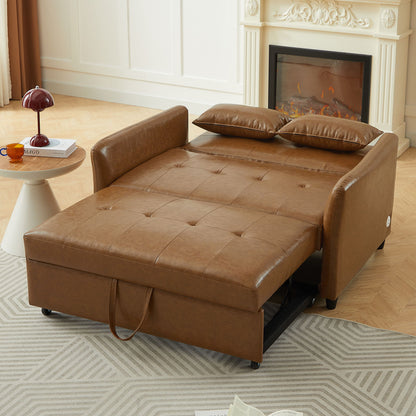 Convertible Sleeper Bed, Adjustable Oversized Armchair With 3 USB Ports For Small Space - Brown