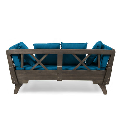 Ottavio - Convertible Sofa Daybed With Water Resistant Cushions - Gray / Teal