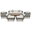 6 Pieces All Weather Sofa Set, Outdoor Rattan Sofa With Double Cushions, Wood Legs Wood Table Top - Beige / Gray