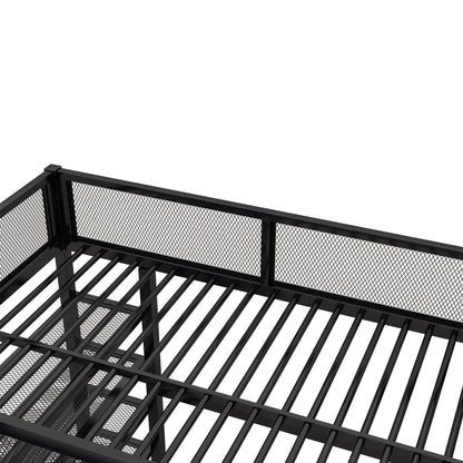 Full Size Loft Bed With 4 Tier Shelves And Storage - Black
