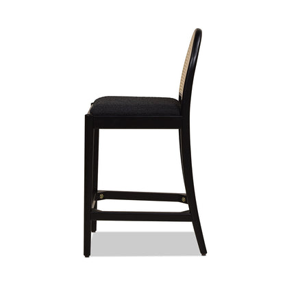Panama - Curved Back Cane Counter Stool (Set of 2) - Ebony Black