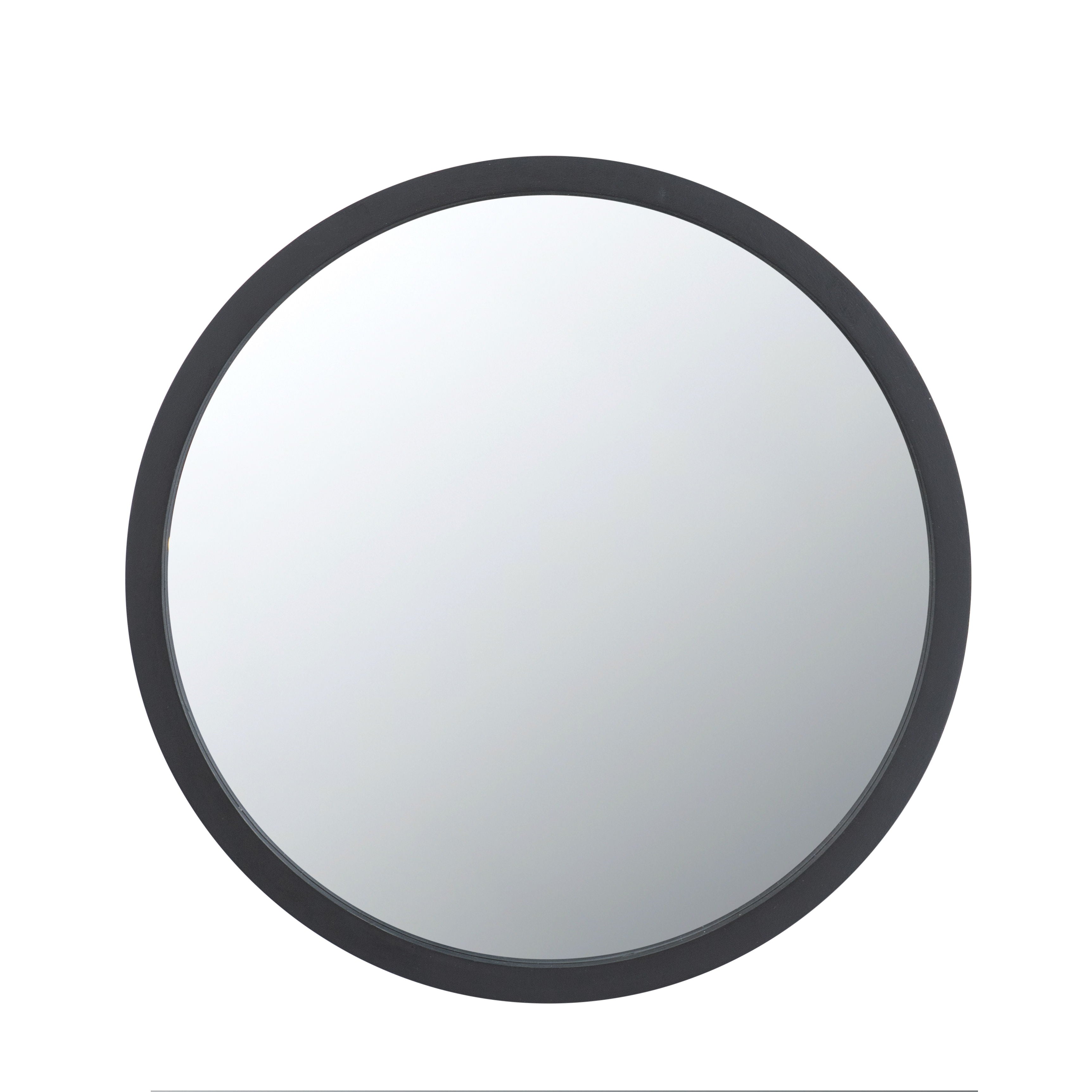 Circle Wall Mirror With Wooden Frame, Wall Mirror For Living Room - Black