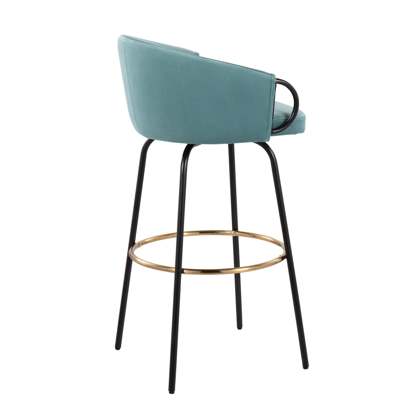 Claire - Contemporary / Glam Barstool With Footrest (Set of 2) - Black / Light Blue