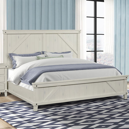 King Industrial Farmhouse Bed - White