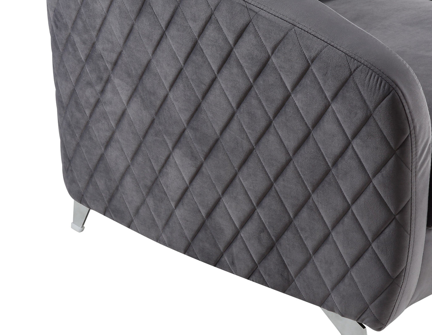Sofia - Velvet Modern Chic Accent Armchair - Gray
