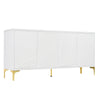 Multi Functional Storage Cabinet, 4 Door Sideboard With Unique Texture, Adjustable Shelves - White