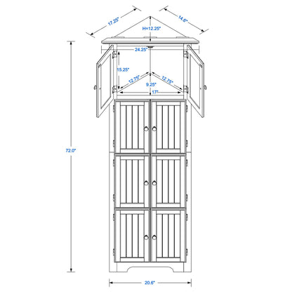 Tall Storage Cabinet With Doors And 4 Shelves For Living Room, Kitchen, Office, Bedroom, Bathroom, Modern - Black