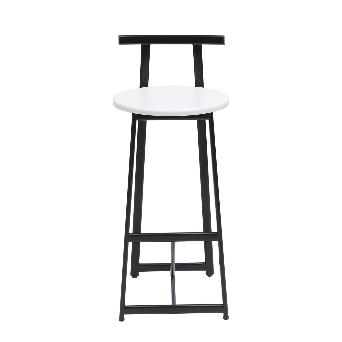 Modern Bar Stools With Backrest For Kitchen Island Or Pub Room, Metal Frame (Set of 3) - Black / White
