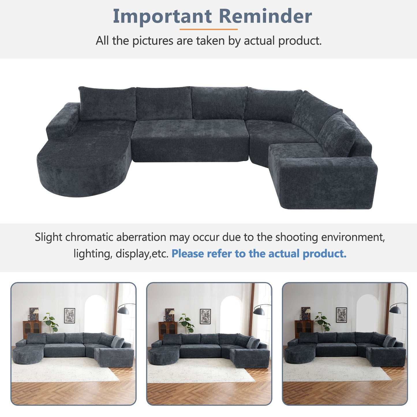 Oversized Modular Sofa Cloud Sectional Sofa Set Upholstered Couches U - Shaped Sofa With Deep Seat For Living Room - Gray