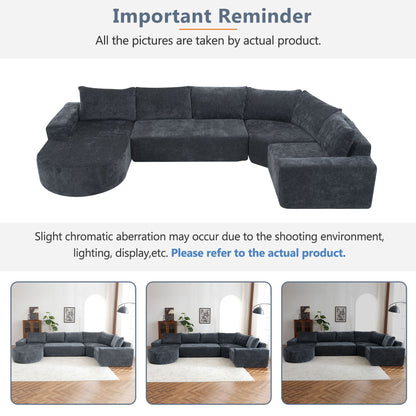Oversized Modular Sofa Cloud Sectional Sofa Set Upholstered Couches U - Shaped Sofa With Deep Seat For Living Room - Gray