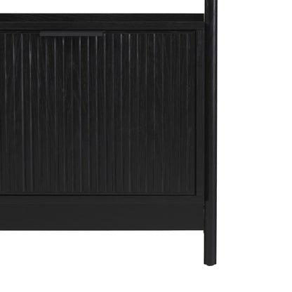 Transitional Narrow Bookshelf With Drawer On Bottom - Black
