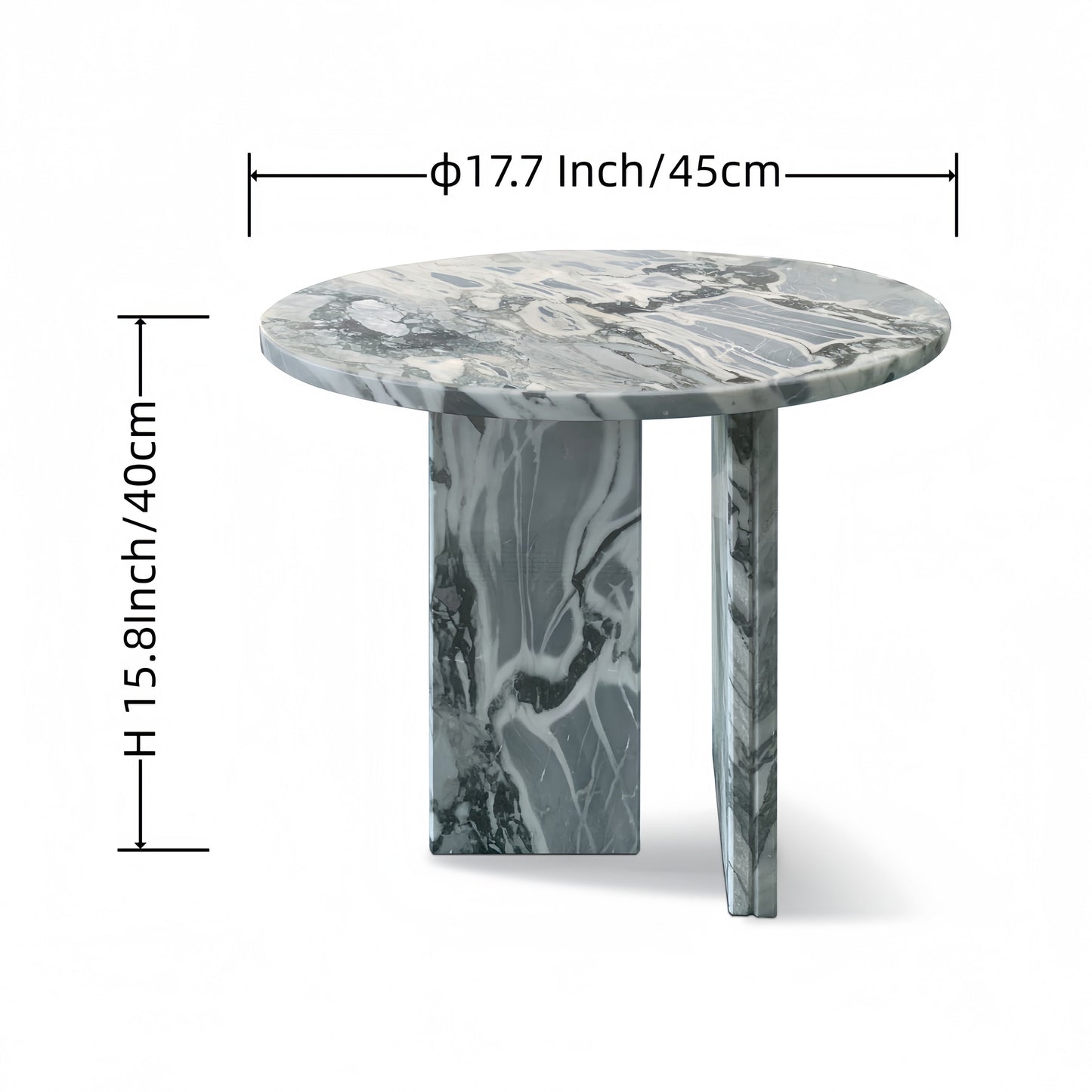 Natural Marble Coffee Table With Polished Surface, Genuine Stone - Blue Gray