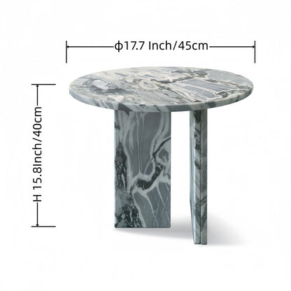Natural Marble Coffee Table With Polished Surface, Genuine Stone - Blue Gray