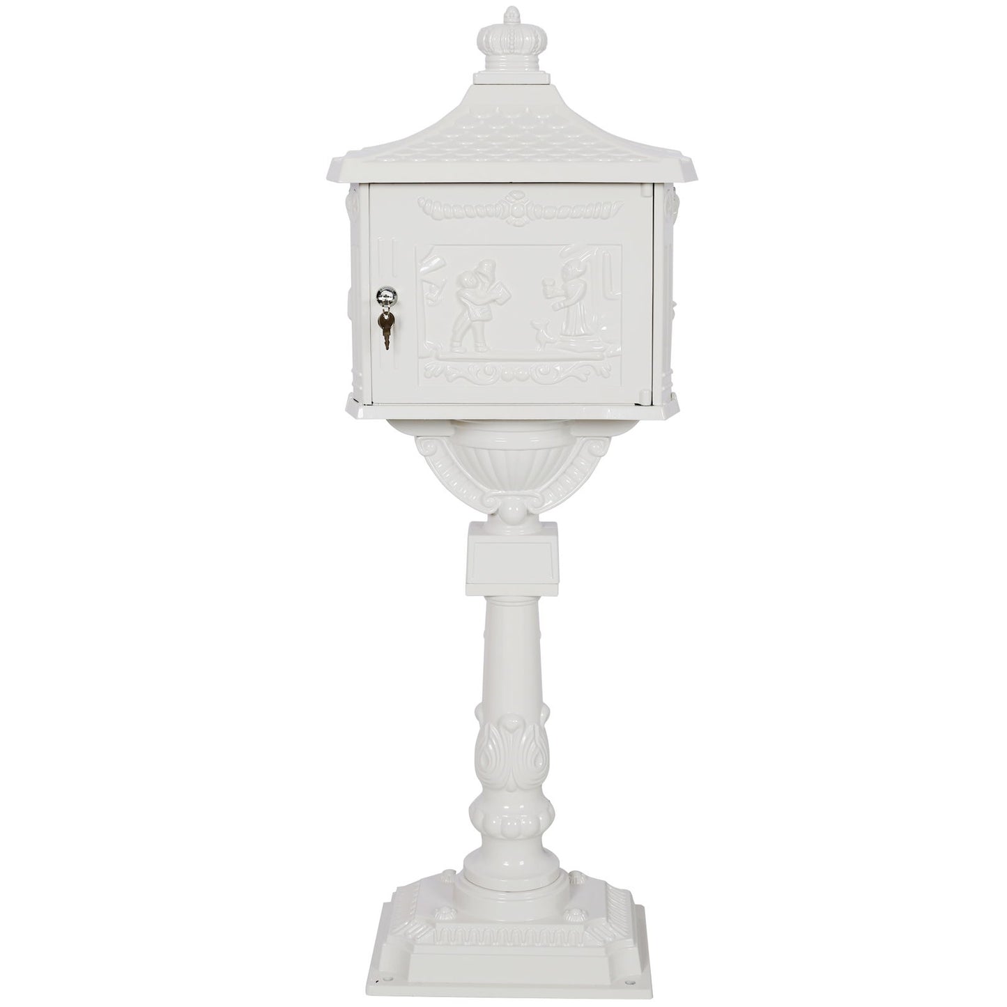 Cast Aluminum Mail Box, Postal Box, Mailbox - White