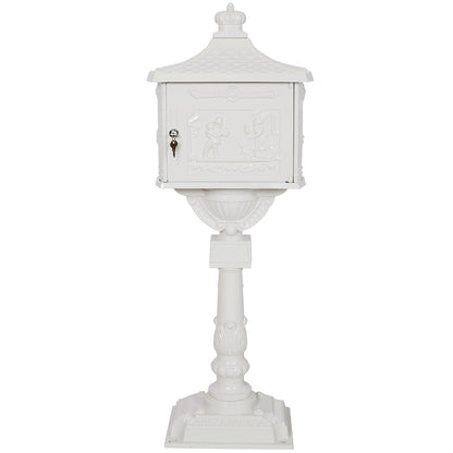 Cast Aluminum Mail Box, Postal Box, Mailbox - White